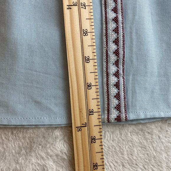 Blue Rain Boho Embroidered Mini Tunic Dress M Blue Southwestern Coastal Beach - Picture 12 of 12